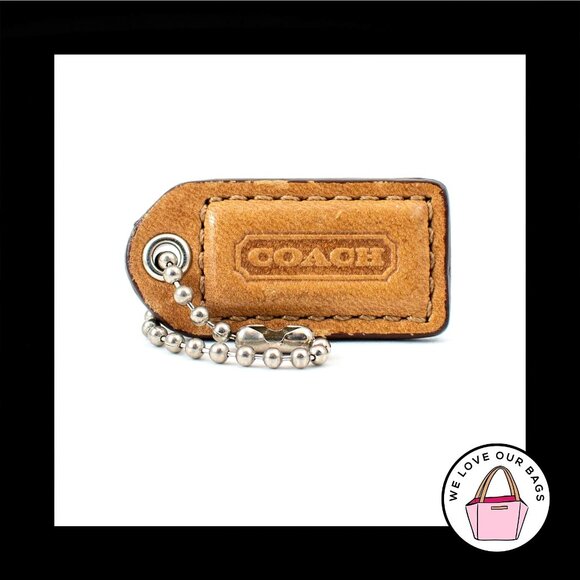 1.5" Small Y2K VINTAGE COACH Tobac Brown Leather Fob Bag Charm Keychain Hang Tag - Picture 1 of 1